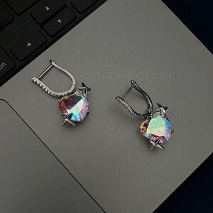 Iridescent Star Silver Earrings